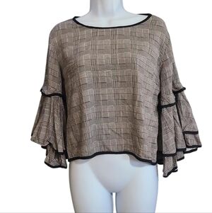 Plaid Angel Sleeve Blouse by TRUE DESTINY M